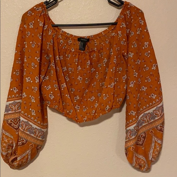 Forever 21 Tops - Forever21 Orange floral crop top